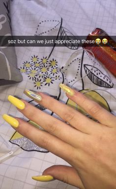 Follow @jaelynstlewis for more lit pins ❤️ Cute Yellow Nail Ideas, Yellow Nail Ideas, Yellow Nail, Long Acrylic, Shellac Nails, Yellow Nails, Fire Nails