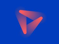 the play button is glowing red on a blue background with an orange triangle in the center