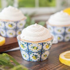 Lemons and Blue Tile Cupcake Wrapper - PRINTABLE instant download PDF.  Blue/white/yellow tile w lemons and blossoms. Amalfi coast vibe. Italian Bridal Showers, Cupcake Wrappers Printable, Cupcake Wrapper, Lemon Blossoms, Yellow Tile, Blue Tile, Mediterranean Decor, Cupcake Wrappers, Blue Tiles