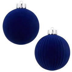 two blue christmas balls on white background with clipping for each ornament to be used