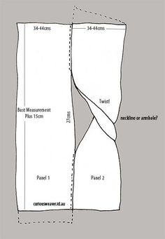 the sewing pattern is shown with measurements