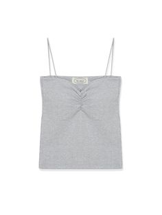 Gray Fitted Tops With Tank Straps, Gray Summer Tank Top With Straps, Gray Tank Top With Straps For Summer, Gray Tank Strap Top For Summer, Stretch Ruched Tops With Tank Straps, Elegant Ruched Cami Top, Elegant Ruched Tops With Spaghetti Straps, Elegant Ruched Spaghetti Strap Tops, Chic Ribbed Cami Top