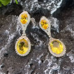 Yellow Drop Earring Yellow Oval Dangle Earring Bridal Yellow Earring Oval shape Yellow Zircon Earring Silver Needle Wedding Jewelry 1-009 by iCoolJewelry on Etsy Earring Bridal, Dangle Earrings Wedding, Zirconia Necklace, Earring Silver, Cubic Zirconia Jewelry, Theme Parties, Yellow Earrings, Zircon Ring, Earrings Wedding