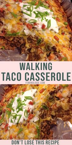 Walking Taco Casserole, Walking Taco, Taco Casserole, Beef Casserole Recipes, Ground Beef Recipes For Dinner, Mexican Food Recipes Easy, Easy Casserole Recipes, Beef Recipes Easy, Easy Casserole