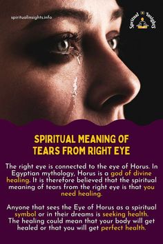 I would get so confused while watching someone cry with just one eye. That was until I learned there is a spiritual meaning of tears from the right eye that tells much about that person. Ears Ringing Meaning, Right Eye Twitching, Tear Meaning, Tears Meaning, Homes Styles, Eye Meaning