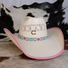 Charlie 1 Horse Gracie Jr. Girls Straw Cowboy Hat – Willow Lane Hat Co. Pink Wide Brim Hat For Rodeo, Pink Adjustable Country Hat, Pink Brimmed Hat For Rodeo, Pink Country Style Hat Band For Summer, Trendy Adjustable Hat Bands For Kentucky Derby, Western Pink Hat With Curved Brim, Country Style Pink Hat Bands For Summer, Western Style Pink Hat With Curved Brim, Trendy Pink Straw Hat With Curved Brim