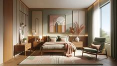 12 Enchanting Mid-Century Modern Bedroom Color Palettes For Dreamy Interiors Luxury Mid Century Modern, Mid Century Modern Bedroom Colors, Mid Century Modern Color Palette, Mid Century Modern Bedroom Design, Royal Bedroom Design, Dreamy Interiors, Modern Bedroom Colors, Hotel Room Interior, Bedroom Colour