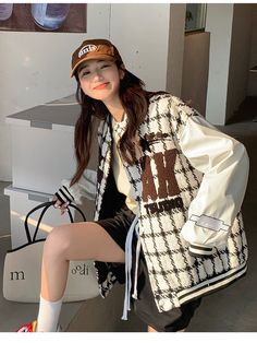 American Street Style Baseball Uniform Women Vintage Embroidered Jacket Student Fall Design Oversize High Street Outwear Vintage Embroidered Jacket, American Street Style, Embroidered Jacket, Fall Design, Vintage Ladies, Baseball, Street Style, Design