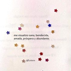 the words are written in spanish and have stars on them, as if they were made out of paper