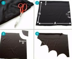 instructions for how to make a bat - shaped t - shirt with the cut outs