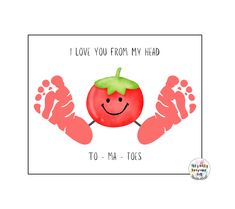 a card with an image of a tomato on it and the words i love you from my