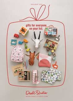 an advertisement for toys and other items on a television screen with the words gifts for everyone on your list