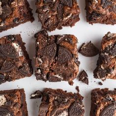 chocolate cookie brownies with oreo cookies on top