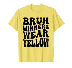 PRICES MAY VARY. Winners Wear Yellow shirt Retro for Parents Men women dad mom or boys girls teens or Student Kids teen youth or office team competitions or School Sports day tshirt or Spirit Week Color Day or Senior Week or Pep Rallies Football Basketball Team Gifts Winners Wear Yellow shirt kids for Counselors Teacher team or Field Day Student team Yellow squad or summer camp or Colors Day Celebration or Homecoming with Week Winners Wear Yellow tank top for Class Reunion or Alumni Day Color th Yellow Team Spirit T-shirt With Graphic Print, Band Merch T-shirt With Team Name And Crew Neck, Funny Text Crew Neck Tops For Sports Events, Graphic Tee With Funny Text For Sports, Yellow Short Sleeve T-shirt For Team Spirit, Yellow Band Merch T-shirt With Letter Print, Yellow Letter Print Band Merch T-shirt, Funny Text Short Sleeve T-shirt For Sports Events, Yellow Team Name T-shirt For Team Spirit