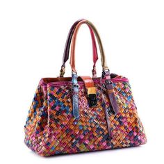 Womens Multi-color Leather Hand-woven Handbag   Condition: 100%  Brand new & High quality  Size: 38*17*24cm  Material: Leather Color: Black，Multi-color Occasion : Casual, Fashion Dear friend: If you feel difficult to choose the size ,you can feel free to contact us, we will give you some suggestion,but it is for you reference only.   Payment   We only accept Paypal:  Auction Item Number, your Full Name and Shipping Address MUST be included in the Escrow payment. All payments are expected within Rectangular Braided Bags For Shopping, Rectangular Braided Bag For Shopping, Multicolor Large Capacity Handheld Straw Bag, Rectangular Braided Shopping Bags, Braided Rectangular Shopping Bag, Large Capacity Multicolor Straw Shoulder Bag, Casual Multicolor Hobo Bag With Braided Handles, Rectangular Woven Leather Satchel For Errands, Multicolor Handheld Bags With Braided Handles