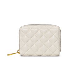 SINBONO Zip Card Holder Ivory Cream Wallets With Zipper Closure For Daily Use, Cream Travel Wallet With Card Slots, Travel Wallet With Card Slots In Cream Color, Cream Rectangular Wallets With Card Slots, Cream Wallets With Card Slots For Daily Use, Classic Quilted Wallet For Everyday Use, Classic Quilted Wallet, Hobo Tote Bag, Vegan Handbags