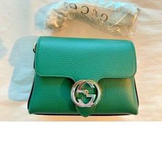 New With Tags: A Brand-New, Unused, And Unworn Item (Including Handmade Items) In The Original Packaging (Such As The Original Box Or Bag) And/Or With The Original Tags Attached. Gucci Gg Dollar Calf Green Interlocking Chain Handbag Leather Bag Italy 1 New Base Length: 7.75 In Height: 6.25 In Width: 2.5 In Drop: 11 In Drop: 22.25 In Dollar Calfskin Small Interlocking G Shoulder Bag. Made In Italy. Certificate Of Authenticity, Tags, Dust Bag And Box. Limited Edition - 100% Authentic Beautiful And Designer Green Shoulder Bag With Chain Strap, Green Gucci Bag With Detachable Strap, Gucci Green Bag With Detachable Strap, Designer Green Bag With Chain Strap, Green Gucci Bag For Everyday Use, Gucci Green Shoulder Bag With Detachable Strap, Green Gucci Crossbody Shoulder Bag, Gucci Green Crossbody Bag, Green Gucci Crossbody Bag