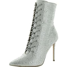 Nwt Steve Madden Silver Crystal Embellished Pointed Toe Lace Up Stiletto Heel Ankle Boots Booties Silver Party Club Formal Heeled Boot New With Tags / New In Box / Retails For $149 Features: Silver Leather Exterior Crystal Rhinestone Embellished Lace Up Corset Upper Mid Calf Ankle Boot Height Sleek Stiletto Heel Pointed Toe Women's Size: 6 Measurements: Heel Height (Inches): 4 Shaft Height (Inches): 6 Rhinestone Fabric, Formal Heels, Crystal Lace, Knee High Heels, Leather Heeled Boots, Boots Women Fashion, Black Leather Heels, Silver Crystal, Lace Up Ankle Boots