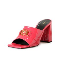 Versace Women's Gold Medusa Vernice Patent Leather Sandals Mules Shoes Product Details Retail Value: $950.00 This Is Authentic Versace Women's Pink&Gold Medusa Vernice Patent Leather Sandals Mules Shoes Sku: Shoes-6672 Country/Region Of Manufacture Italy Material: 100% Patent Leather Model: 1006143 1a02056 1pf8v Heel In Inches: 3.5" Pink Patent Leather Sandals With Branded Heel, Luxury Pink Heels With Buckle Closure, Formal Pink Patent Leather Sandals, Designer Pink Patent Leather Sandals, Luxury Pink Patent Leather Heels, Luxury Pink Sandals With Heel Strap, Luxury Pink Sandals With Padded Heel, Designer Pink Heels With Buckle Closure, Formal Pink Sandals With Buckle Closure