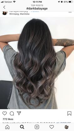 Mushroom Brown Ombre On Black Hair, Smoky Brunette Hair, Mushroom Balayage Brunette, Brown Balayage On Black Hair, Balayage On Black Hair, Brown Hair Inspiration, Basic Hairstyles, Pretty Tips, Warm Scarves