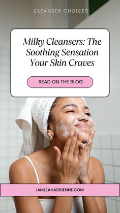 young woman washing her face with a mily cleanser