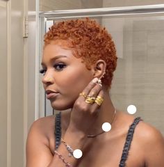 Auburn Hair Styles On Black Women, Short Red Natural Hair, Pixie Ginger Hair Black Women, Low Cut Styles For Black Women, Golden Blonde Short Hair Black Women, Ginger Low Cut Hair Black Women, Honey Blonde Tapered Natural Hair, Twa Auburn Hair Color, Short Blonde Natural Hair