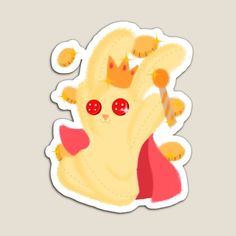 a sticker with an image of a cat wearing a crown and holding a wand