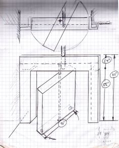 a drawing of a room with drawings on it