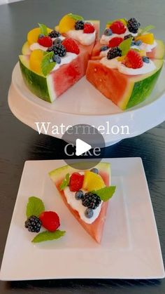 watermelon cake with fresh fruit on top