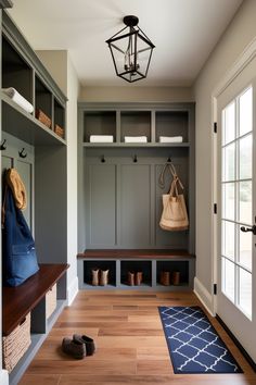 the entryway is clean and ready to be used as a storage area for shoes