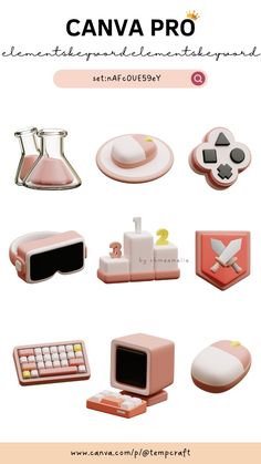 a bunch of different items that are in the shape of a computer keyboard and mouse