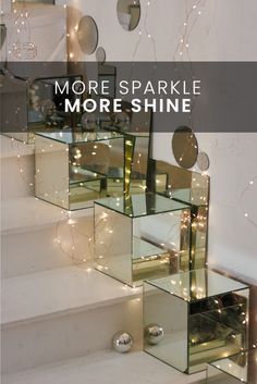 THREE IMAGES FEATURING HOLIDAY MIRROR DECOR Mirror Projects, Frameless Mirrors, Home Gym Mirrors, Frameless Mirror, Festive Decor, Diy Mirror