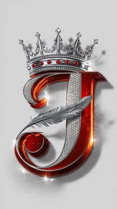 the letter e with a crown on top and a feather quill next to it