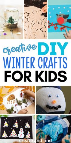 Collage of DIY winter crafts and art projects for kids. Fun Winter Crafts, Penguin Crafts, Easy Holidays Crafts, Snowflake Craft