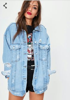 Jacket Outfits Women, Double Denim Outfit, Boyfriend Denim Jacket, Look Jean, Boyfriend Jacket