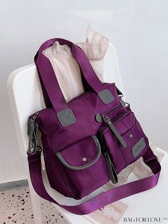 BagForLove - Waterproof Nylon Hand Bag: Womens Multi-Pocket Shoulder Crossbody for Travel and Everyday Use Product Description Color Purple Strap Type Double Handle Bag Size Medium Pattern Type Plain Type Shoulder Tote Bag Closure Type Zipper Features Waterproof Material Polyamide Composition 100% Nylon Size Chart INCH CM Bag Length Bag Width Bag Height Handle Height Strap Length 14.2 inch 4.7 inch 12.6 inch 5.1 inch 47.2 inch Bag Length Bag Width Bag Height Handle Height Strap Length 36 cm 12 c Best Luggage, Shoulder Tote Bag, Handle Bag, Shoulder Tote, Crossbody Purse, Duffel Bag, Hand Bag, Color Purple, Purses Crossbody