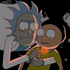 rick and mort face to face in the dark