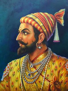 an oil painting of a man wearing a turban and pearled necklaces