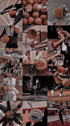 Papel de parede aesthetic de basquete feminino. Basketball Players, Collage