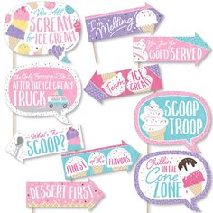 pink and blue ice cream themed party photo booth props