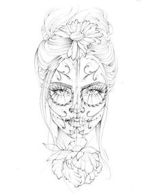 Meanings Of Tattoos, Catrina Drawing, Dia De Los Muertos Tattoo Ideas, Sugar Skull Tattoo Design, Sugar Skull Art Drawing, X Drawing, Face With Flowers, Sugar Skull Drawing, Breaking Stereotypes