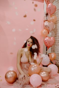 Bright pink back drop, pink balloons, heart shaped, pink dress Valentine's Photoshoot, Themed Photoshoot, Mini Photo Sessions, Studio Photoshoot Ideas, Studio Photoshoot, Video Ideas, Christmas Photoshoot, Pink Valentines, Mini Photo