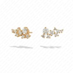 Round Moissanite Cluster Tiny Studs , Dainty Diamond Earring Solid Gold For woman Gift Her  You can gift them on Birthday, Anniversary, Confirmation & Christmas or any special occasion.  Available Gold Color: Yellow Gold, Rose Gold, White Gold. ✦ Gemstone :Moissanite ✦ Stone Shape : Round Brilliant Cut ✦ TCW : 0.82ct Approx. ✦ Total no. of stone : 16  ✦ Color: Colorless ✦ Clarity: VVS ✦ Gemstone : Lab grown Diamond ✦ Stone Shape : Round Brilliant Cut ✦ TCW : 0.82ct Approx. ✦ Total no. of stone : 16  ✦ Color: G ✦ Clarity: VS ✦ SKU: MA-ER338  Lab grown Diamond Metal Type: 925 Sterling Silver Solid  9k, 14k,& 18k Gold  ▷ Returns & Exchanges I understand how important it is to love what you buy! If, for any reason, you are not satisfied with your purchase, I gladly accept returns, exchanges, a Fine Jewelry Cubic Zirconia Ear Climbers For Anniversary, 14k Gold Ear Climbers For Anniversary With Prong Setting, Anniversary Ear Climbers With Prong Setting, 14k Gold Ear Climbers For Anniversary, Exquisite Yellow Gold Multi-stone Earrings, 14k Gold-filled Diamond Cut Earrings Gift, Gold Flower-shaped Cluster Earrings With Cubic Zirconia, Elegant Yellow Diamond-cut Earrings, Yellow Gold Cubic Zirconia Multi-stone Earrings