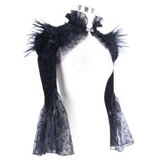 A clothing article that will make you look fierce and shrouded in mystery, the Black Swan gothic shawl should definitely be a part of your wardrobe!Faux fur gives this shawl a lavish touch and makes it even more appropriate for events such as a Masquerade ball or a Victorian-themed Halloween party.You'll not regret purchasing this because of how beautiful the embroidered mesh fabric is. Product Specifications: Style: Gothic Fabric: 100% Polyester Gothic Shawl, Velvet Bolero, Gothic Shorts, The Black Swan, Lace Shrug, Gothic Looks, Lace Bolero, Diy Costume, Elegant Gothic