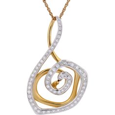 Radiant Swirl Diamond Pendant Necklace in Platinum and 18K Yellow Gold - 1.50 Carats Elegant Spiral Jewelry For Gifts, Fine Jewelry Spiral Jewelry For Anniversary, Elegant Hallmarked Yellow Gold Diamond Necklace, Elegant Yellow Gold Diamond Necklace Hallmarked, Spiral Brilliant Cut Jewelry For Anniversary, Fine Jewelry With Diamond Accents In Spiral Shape, Fine Jewelry With Spiral Diamond Accents, Luxury White Gold Spiral Jewelry, Elegant Spiral Jewelry With Diamond Accents