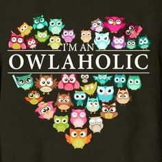 i'm an owlaholic t - shirt with owls in the shape of a heart