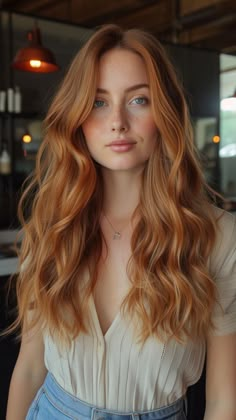 Heartwarming Hair: 25 Best Valentine's Day Hairstyles for a Radiant Look Light Red Hair Natural, Slightly Red Hair, Natural Light Red Hair Color, Cool Light Red Hair, Strawberry Blonde Auburn Hair, Hair Wavy Styles, Women With Red Hair, Red Hair Light, Red Hair Long