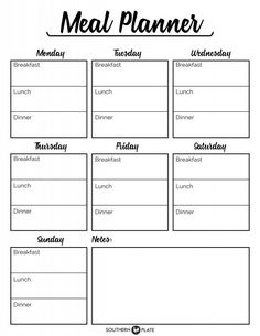 the meal planner is shown in black and white