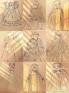 some sketches of dresses from the early 1900's