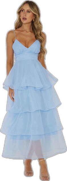 Made For You Tiered Ruffle Midi Dress Blue